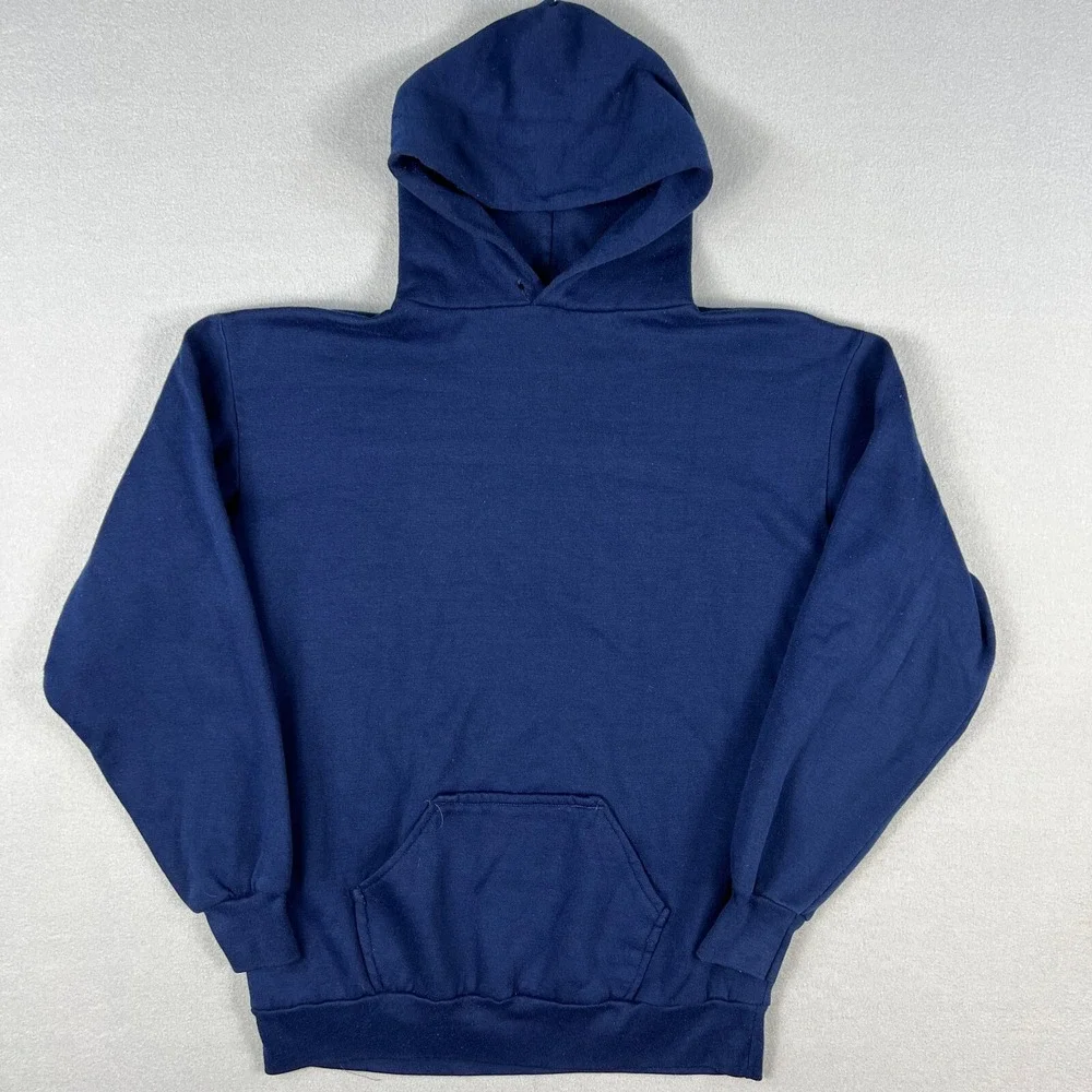VTG Kajee Blank‎ Hoodie Fits Large 1990s Sweatshirt Franklin Indiana Blue USA